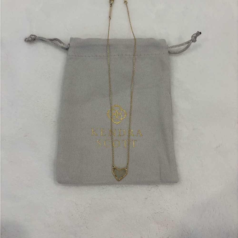 Kendra Scott Gold Ari Heart Necklace Iridescent Drusy